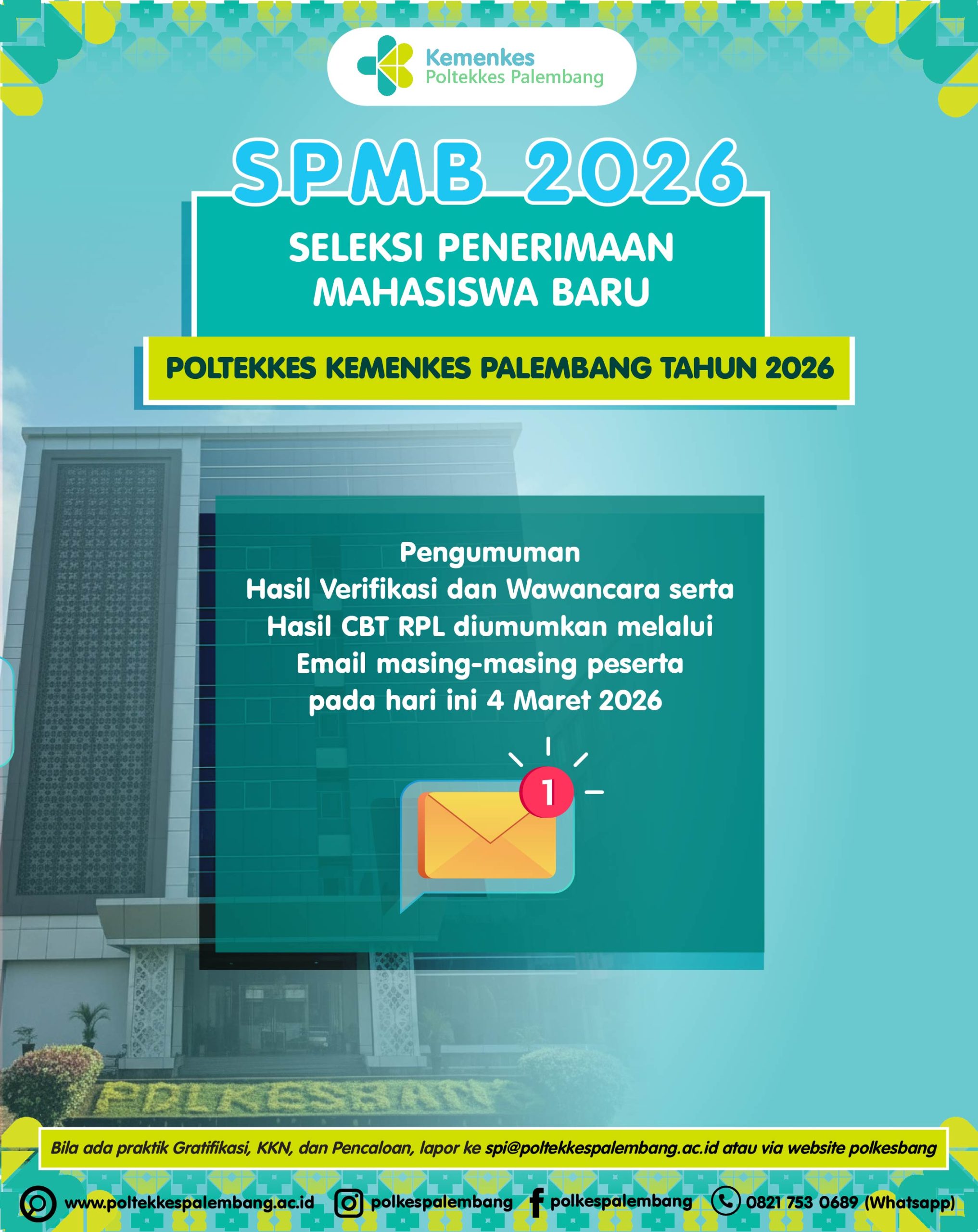 Pengumuman Hasil Seleksi Verifikasi dan Wawancara, serta Ujian CBT SPMB RPL Tahun 2026