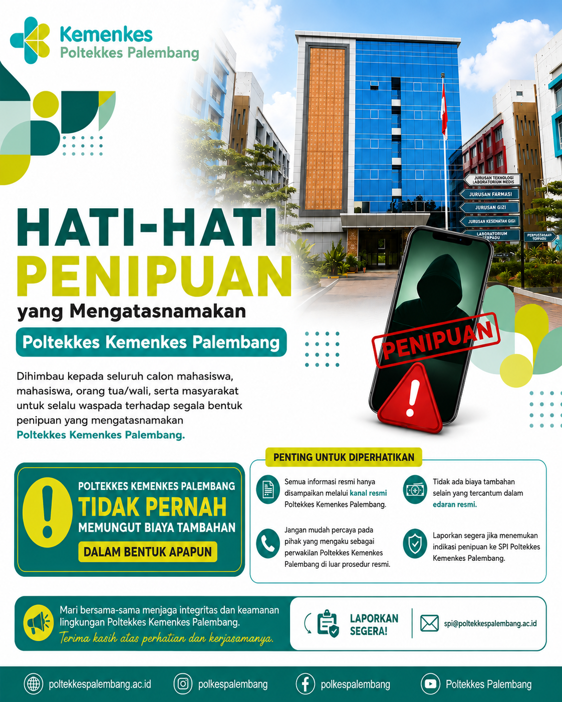 Waspada Penipuan Mengatasnamakan Poltekkes Kemenkes Palembang